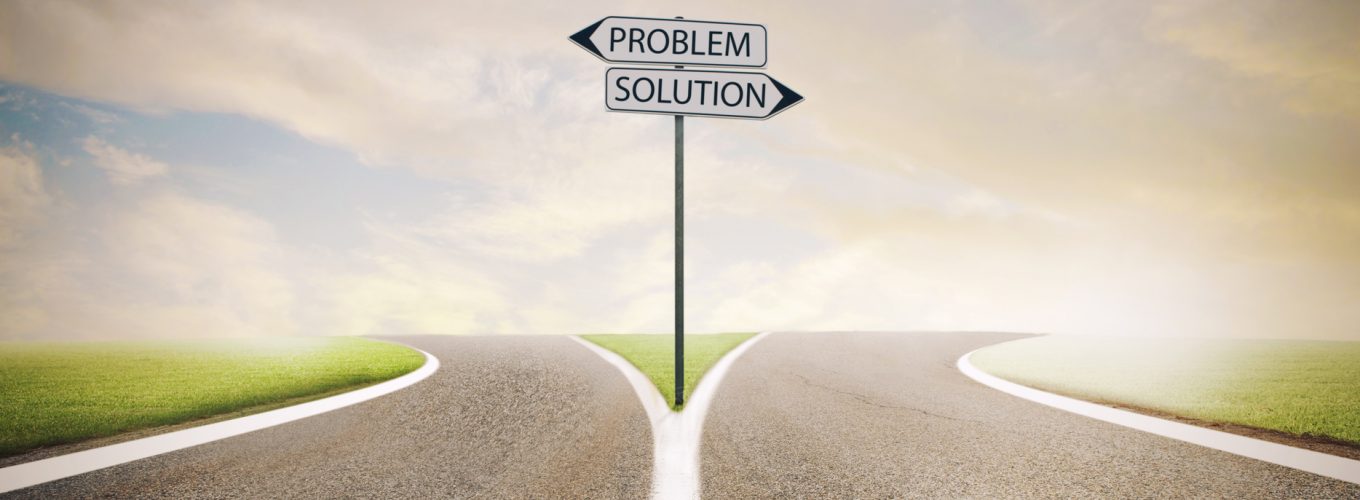 Problem and solution way. Choose the right way concept